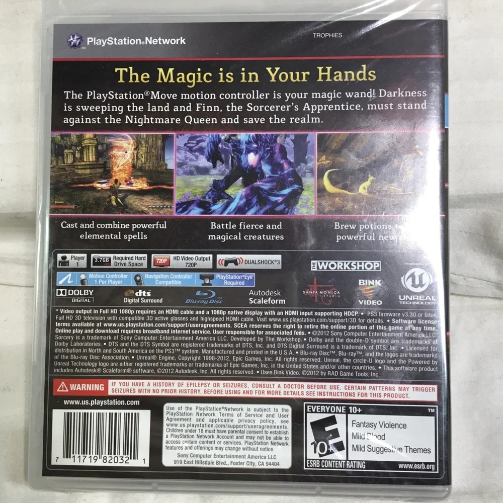PS3 Sorcery, still sealed NEW, 1 player, requires PS Move, fight Nightmare Queen